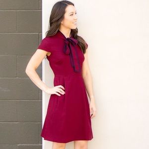 J Crew Maroon Dress with blue pipping 4